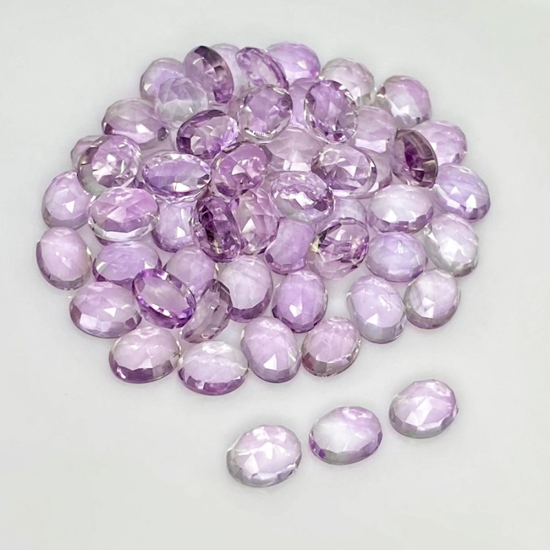 81.90 Carat Pink Amethyst 8x6mm Rose Cut Oval Shape AA Grade Cabochons Parcel - Total 60 Pcs.