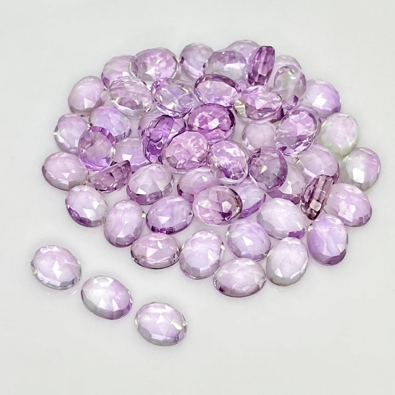 81.90 Carat Pink Amethyst 8x6mm Rose Cut Oval Shape AA Grade Cabochons Parcel - Total 60 Pcs.