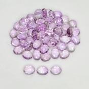 81.90 Carat Pink Amethyst 8x6mm Rose Cut Oval Shape AA Grade Cabochons Parcel - Total 60 Pcs.