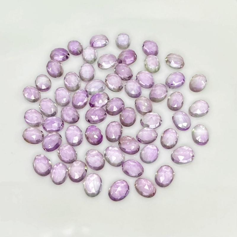 81.90 Carat Pink Amethyst 8x6mm Rose Cut Oval Shape AA Grade Cabochons Parcel - Total 60 Pcs.