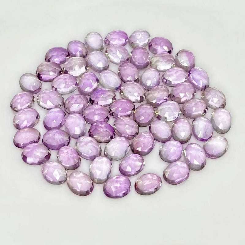 81.90 Carat Pink Amethyst 8x6mm Rose Cut Oval Shape AA Grade Cabochons Parcel - Total 60 Pcs.