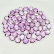 81.90 Carat Pink Amethyst 8x6mm Rose Cut Oval Shape AA Grade Cabochons Parcel - Total 60 Pcs.