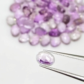 60.85 Carat Pink Amethyst 7x5mm Rose Cut Oval Shape AA Grade Cabochons Parcel - Total 68 Pcs.