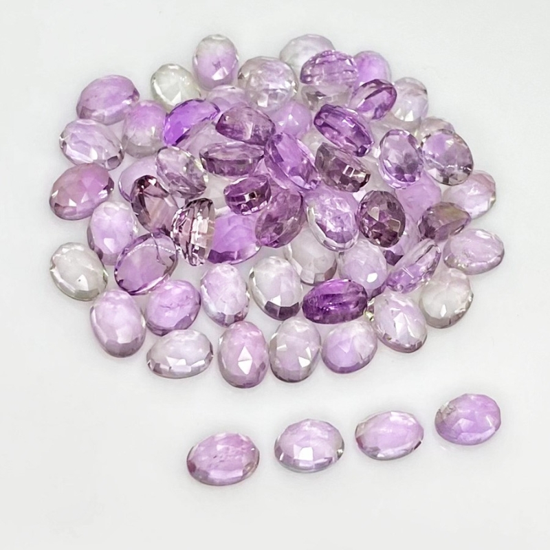 60.85 Carat Pink Amethyst 7x5mm Rose Cut Oval Shape AA Grade Cabochons Parcel - Total 68 Pcs.