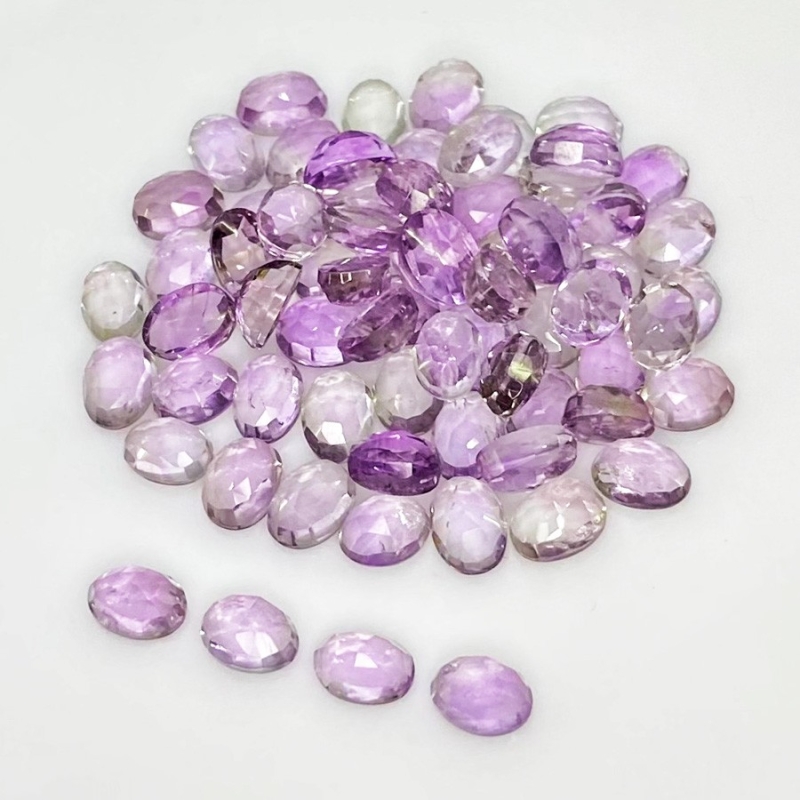 60.85 Carat Pink Amethyst 7x5mm Rose Cut Oval Shape AA Grade Cabochons Parcel - Total 68 Pcs.