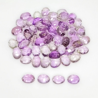 60.85 Carat Pink Amethyst 7x5mm Rose Cut Oval Shape AA Grade Cabochons Parcel - Total 68 Pcs.