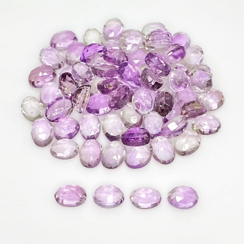 60.85 Carat Pink Amethyst 7x5mm Rose Cut Oval Shape AA Grade Cabochons Parcel - Total 68 Pcs.