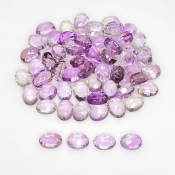 60.85 Carat Pink Amethyst 7x5mm Rose Cut Oval Shape AA Grade Cabochons Parcel - Total 68 Pcs.