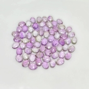 60.85 Carat Pink Amethyst 7x5mm Rose Cut Oval Shape AA Grade Cabochons Parcel - Total 68 Pcs.