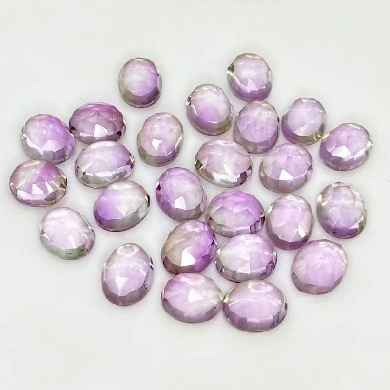74.45 Carat Pink Amethyst 10X8mm Rose Cut Oval Shape AA Grade Cabochons Parcel - Total 25 Pcs.