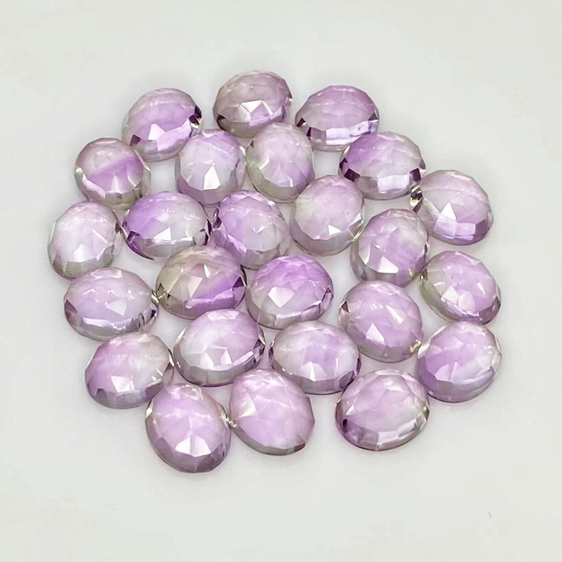 74.45 Carat Pink Amethyst 10X8mm Rose Cut Oval Shape AA Grade Cabochons Parcel - Total 25 Pcs.