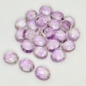 74.45 Carat Pink Amethyst 10X8mm Rose Cut Oval Shape AA Grade Cabochons Parcel - Total 25 Pcs.