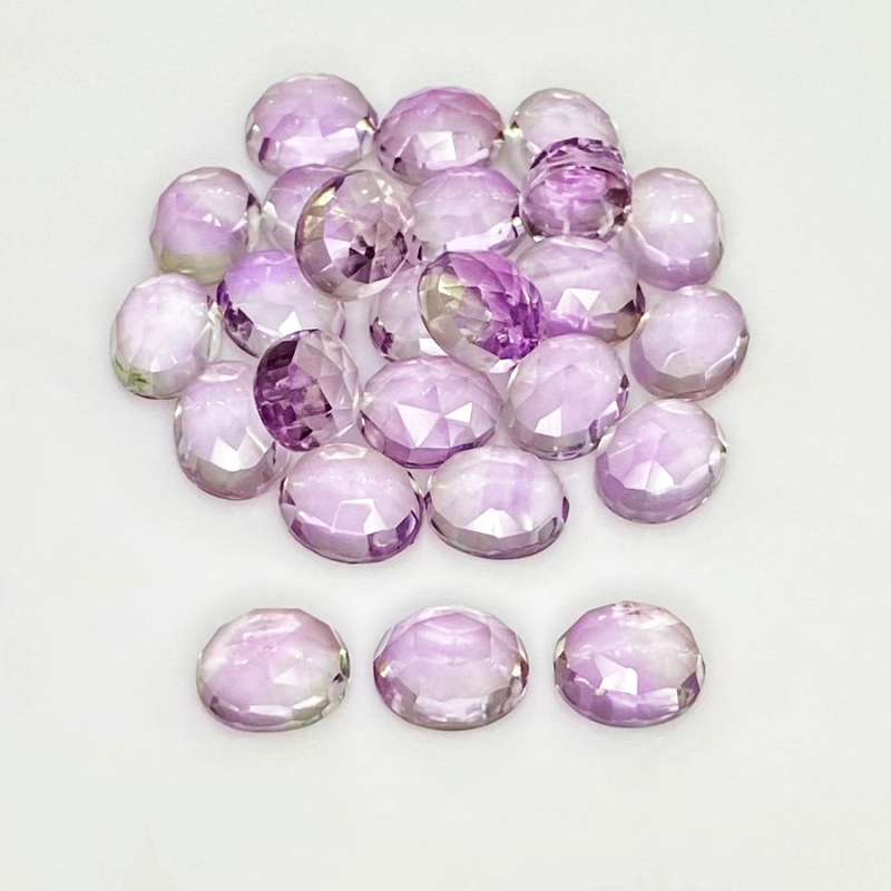 74.45 Carat Pink Amethyst 10X8mm Rose Cut Oval Shape AA Grade Cabochons Parcel - Total 25 Pcs.