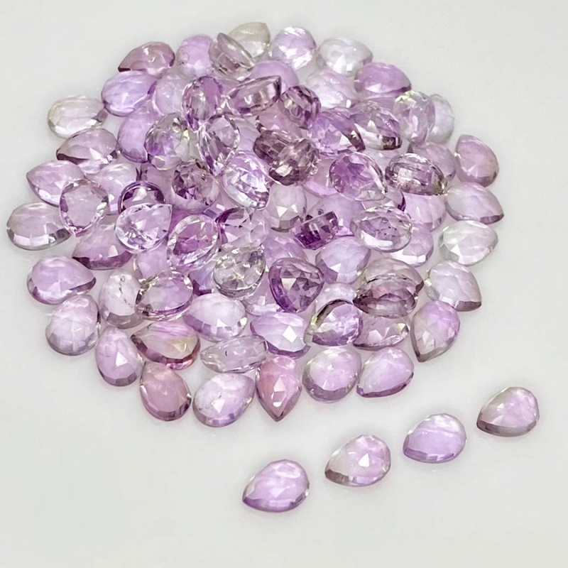 76.30 Carat Pink Amethyst 7x5mm Rose Cut Pear Shape AA Grade Cabochons Parcel - Total 93 Pcs.