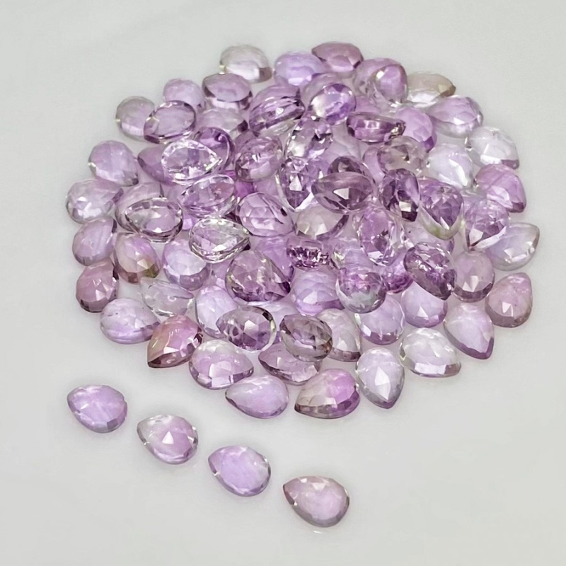 76.30 Carat Pink Amethyst 7x5mm Rose Cut Pear Shape AA Grade Cabochons Parcel - Total 93 Pcs.