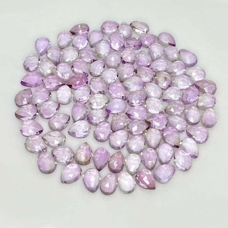 76.30 Carat Pink Amethyst 7x5mm Rose Cut Pear Shape AA Grade Cabochons Parcel - Total 93 Pcs.