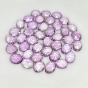 79.80 Carat Pink Amethyst 9x7mm Rose Cut Oval Shape AA Grade Cabochons Parcel - Total 40 Pcs.