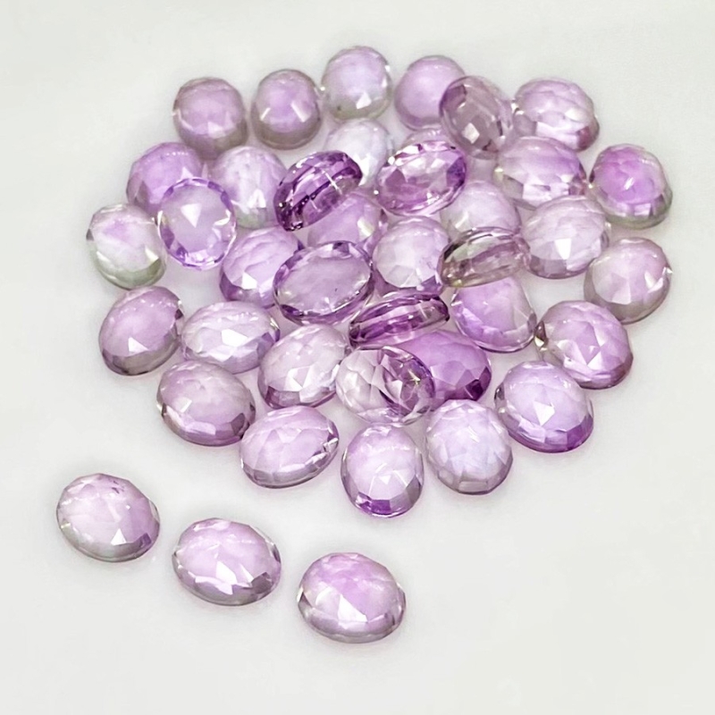 79.80 Carat Pink Amethyst 9x7mm Rose Cut Oval Shape AA Grade Cabochons Parcel - Total 40 Pcs.