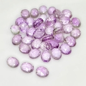 79.80 Carat Pink Amethyst 9x7mm Rose Cut Oval Shape AA Grade Cabochons Parcel - Total 40 Pcs.