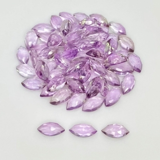 69.65 Carat Pink Amethyst 10x5mm Rose Cut Marquise Shape AA Grade Cabochons Parcel - Total 65 Pcs.
