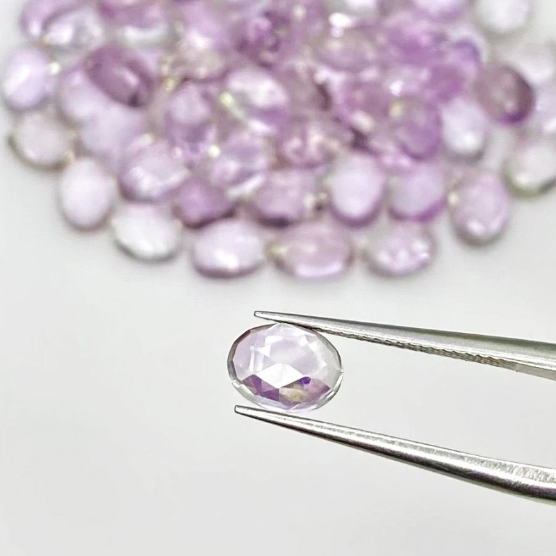 72 Carat Pink Amethyst 7x5mm Rose Cut Oval Shape A+ Grade Cabochons Parcel - Total 80 Pcs.