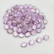 72 Carat Pink Amethyst 7x5mm Rose Cut Oval Shape A+ Grade Cabochons Parcel - Total 80 Pcs.
