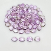 72 Carat Pink Amethyst 7x5mm Rose Cut Oval Shape A+ Grade Cabochons Parcel - Total 80 Pcs.