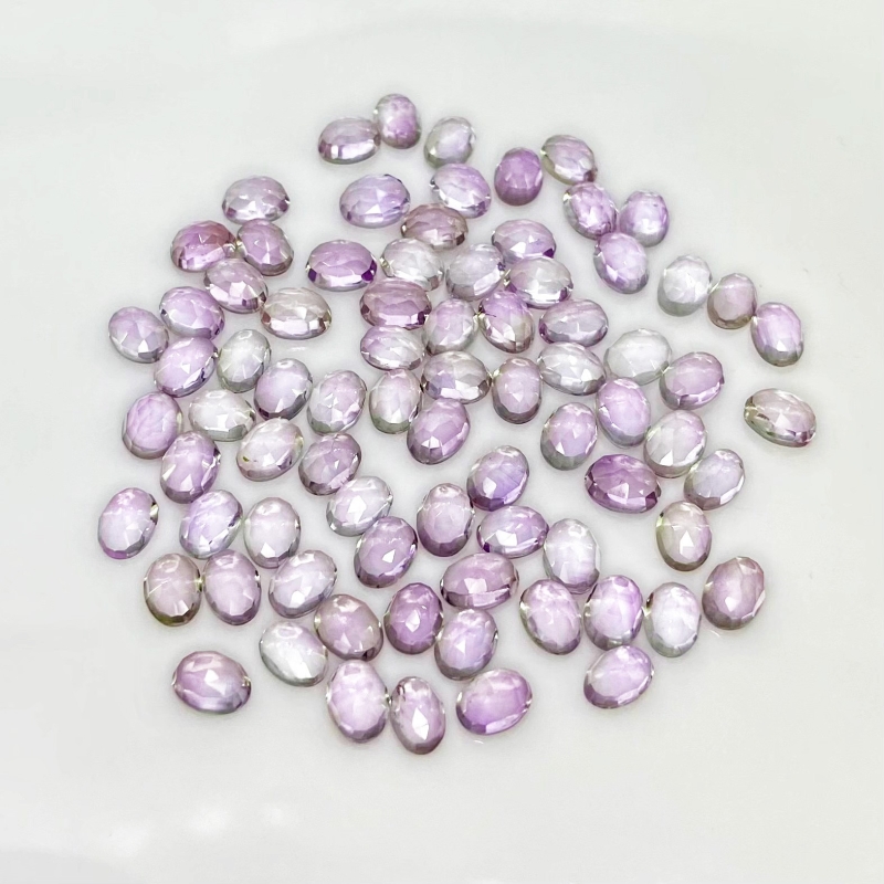 72 Carat Pink Amethyst 7x5mm Rose Cut Oval Shape A+ Grade Cabochons Parcel - Total 80 Pcs.