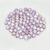 72 Carat Pink Amethyst 7x5mm Rose Cut Oval Shape A+ Grade Cabochons Parcel - Total 80 Pcs.