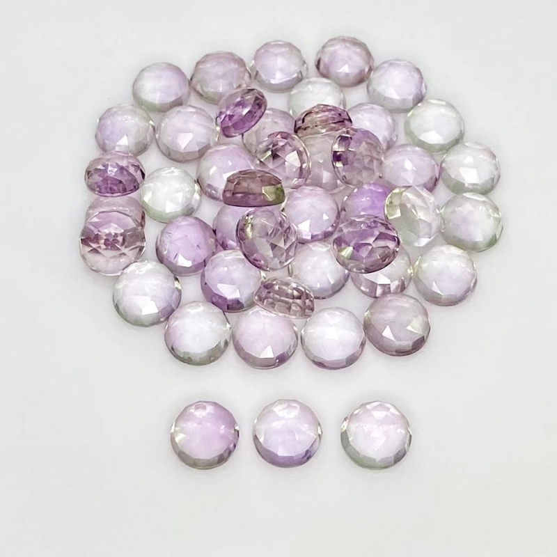 58.15 Carat Pink Amethyst 7mm Rose Cut Round Shape A+ Grade Cabochons Parcel - Total 45 Pcs.