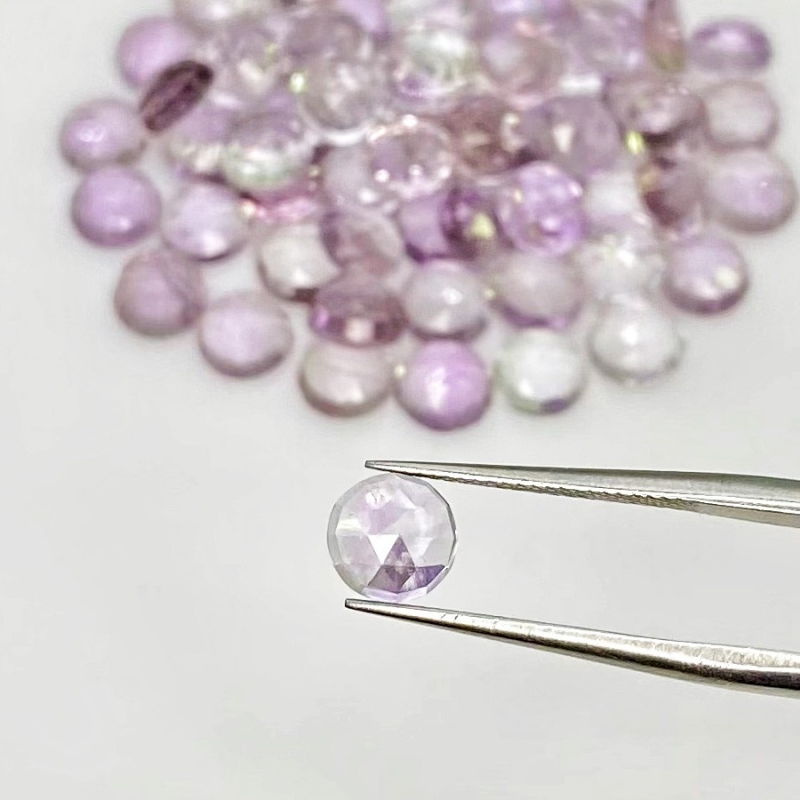 49.25 Cts. Pink Amethyst 6mm Rose Cut Round Shape A+ Grade Cabochons Parcel - Total 64 Pcs.