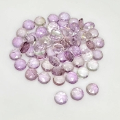 49.25 Cts. Pink Amethyst 6mm Rose Cut Round Shape A+ Grade Cabochons Parcel - Total 64 Pcs.