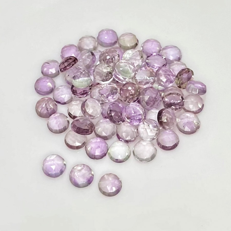 49.25 Cts. Pink Amethyst 6mm Rose Cut Round Shape A+ Grade Cabochons Parcel - Total 64 Pcs.