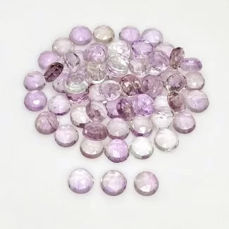 Pink Amethyst Rose Cut Round Shape A+ Grade Cabochon Parcel - 6mm - 64 Pc. - 49.25 Cts.