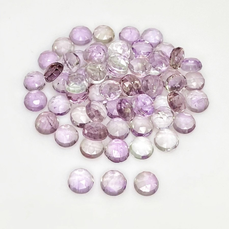49.25 Cts. Pink Amethyst 6mm Rose Cut Round Shape A+ Grade Cabochons Parcel - Total 64 Pcs.