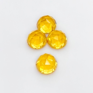 17.5 Carat Citrine 10mm Rose Cut Round Shape AAA Grade Cabochons Parcel - Total 4 Pcs.