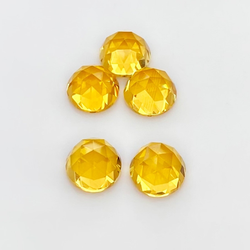 22.45 Carat Citrine 10mm Rose Cut Round Shape AAA Grade Cabochons Parcel - Total 5 Pcs.