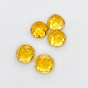22.45 Carat Citrine 10mm Rose Cut Round Shape AAA Grade Cabochons Parcel - Total 5 Pcs.