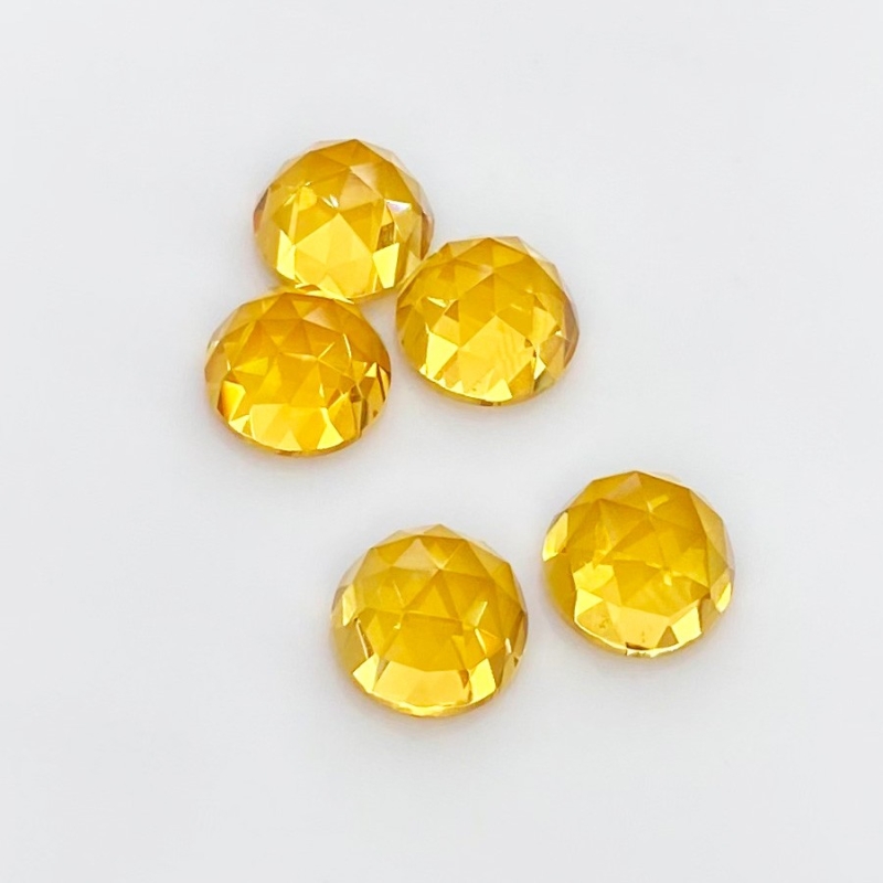 22.45 Carat Citrine 10mm Rose Cut Round Shape AAA Grade Cabochons Parcel - Total 5 Pcs.