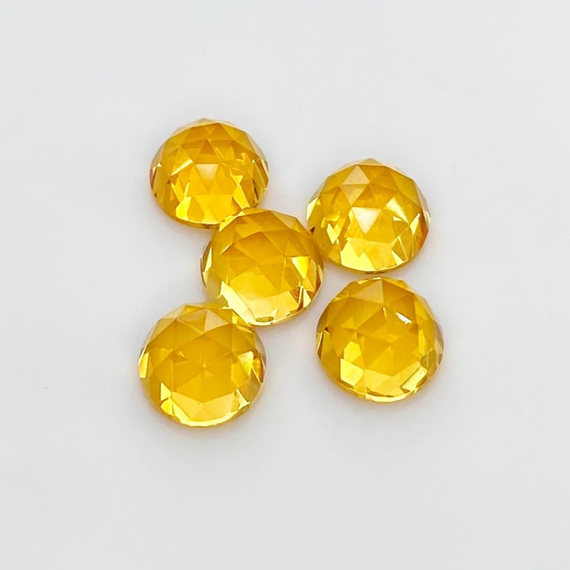 22.45 Carat Citrine 10mm Rose Cut Round Shape AAA Grade Cabochons Parcel - Total 5 Pcs.