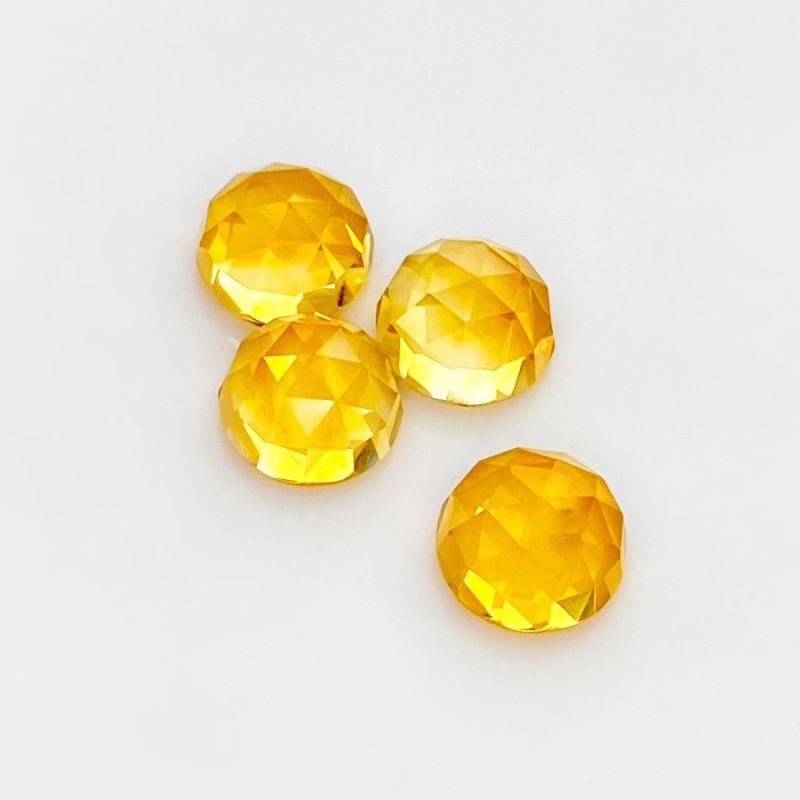 22.65 Carat Citrine 11mm Rose Cut Round Shape AAA Grade Cabochons Parcel - Total 4 Pcs.