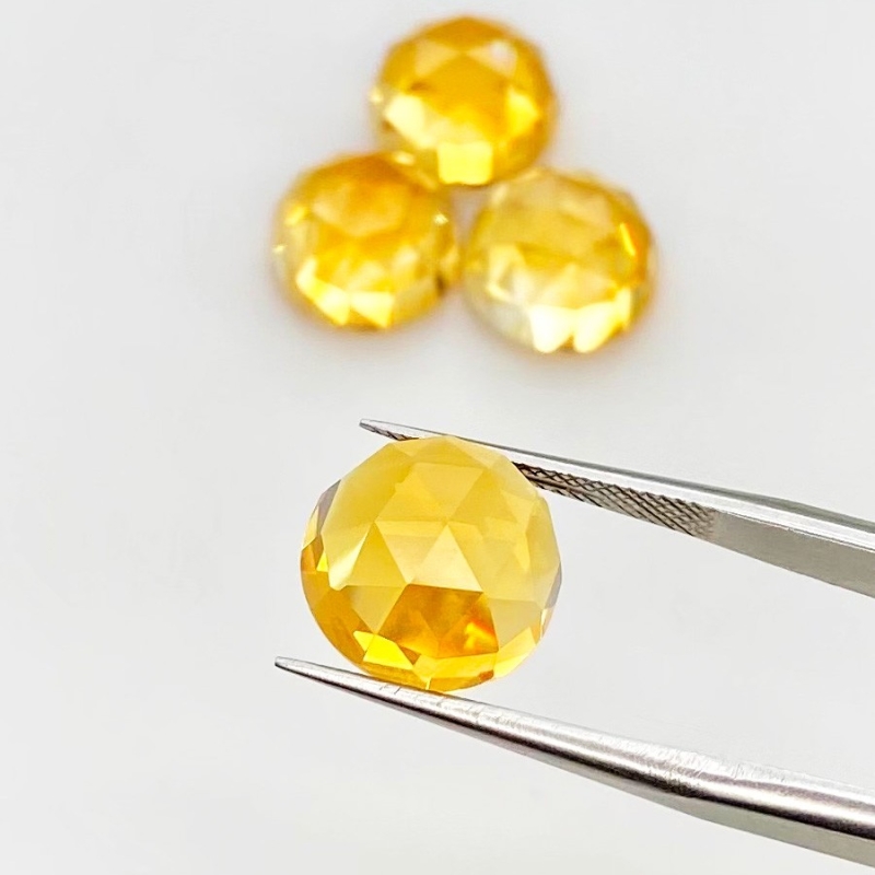 22.65 Carat Citrine 11mm Rose Cut Round Shape AAA Grade Cabochons Parcel - Total 4 Pcs.