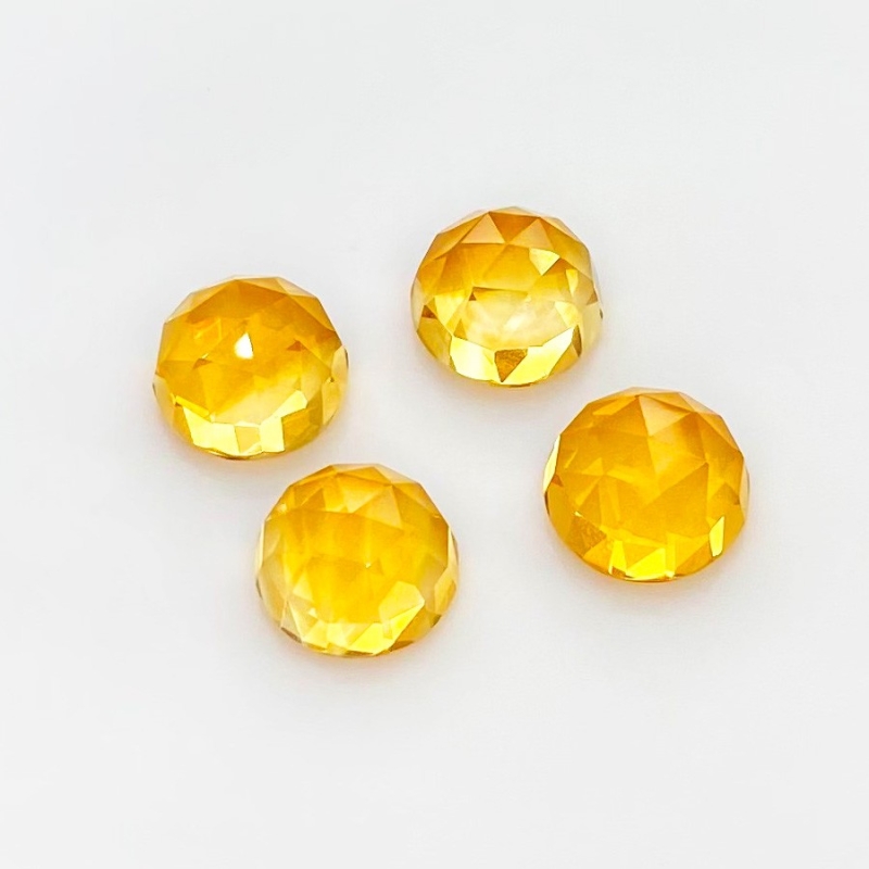 22.65 Carat Citrine 11mm Rose Cut Round Shape AAA Grade Cabochons Parcel - Total 4 Pcs.