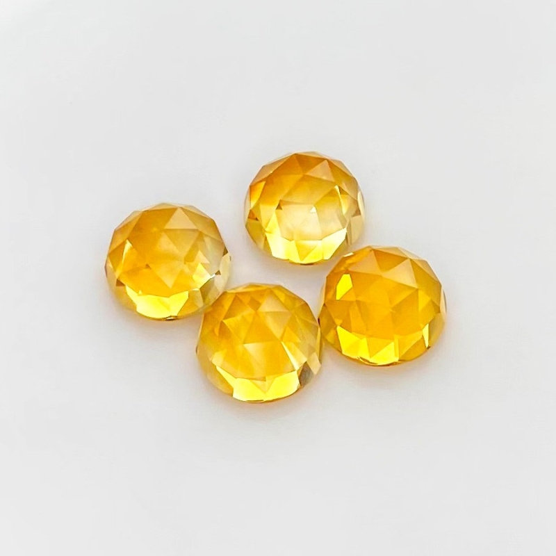22.65 Carat Citrine 11mm Rose Cut Round Shape AAA Grade Cabochons Parcel - Total 4 Pcs.