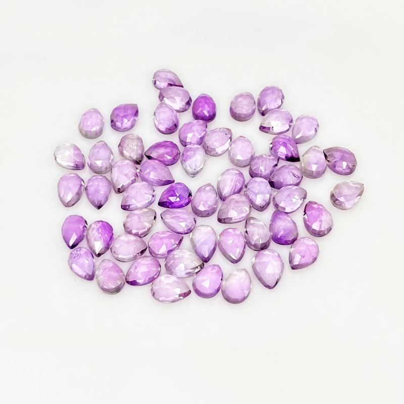43.70 Carat Pink Amethyst 7x5mm Rose Cut Pear Shape AA Grade Cabochons Parcel - Total 55 Pcs.