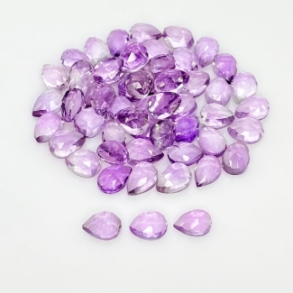 43.70 Carat Pink Amethyst 7x5mm Rose Cut Pear Shape AA Grade Cabochons Parcel - Total 55 Pcs.
