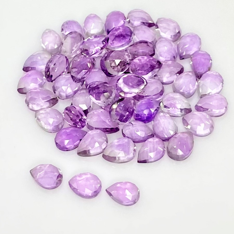 43.70 Carat Pink Amethyst 7x5mm Rose Cut Pear Shape AA Grade Cabochons Parcel - Total 55 Pcs.
