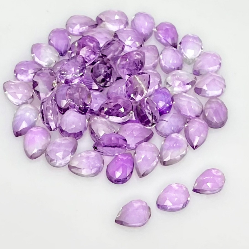 43.70 Carat Pink Amethyst 7x5mm Rose Cut Pear Shape AA Grade Cabochons Parcel - Total 55 Pcs.