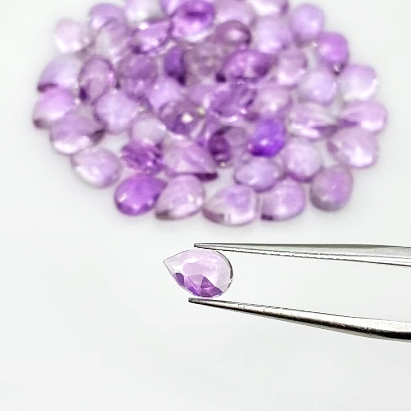43.70 Carat Pink Amethyst 7x5mm Rose Cut Pear Shape AA Grade Cabochons Parcel - Total 55 Pcs.
