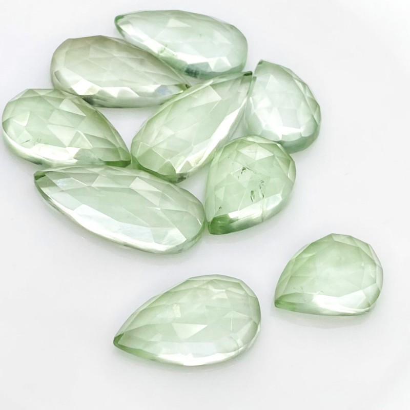 Green Amethyst Faceted Pear Shape AAA Grade Cabochon Parcel - 16x12-25.5x11.5mm - 9 Pc. - 103.50 Cts.